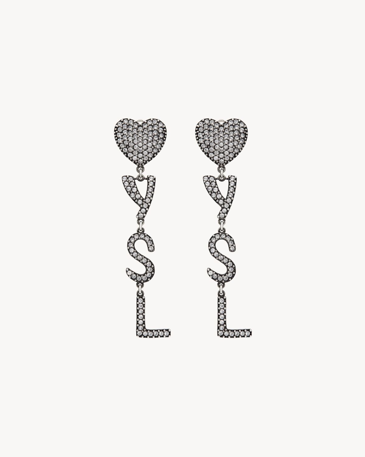 Opyum heart earrings in metal and crystal