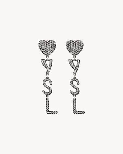 Opyum heart earrings in metal and crystal | Saint Laurent