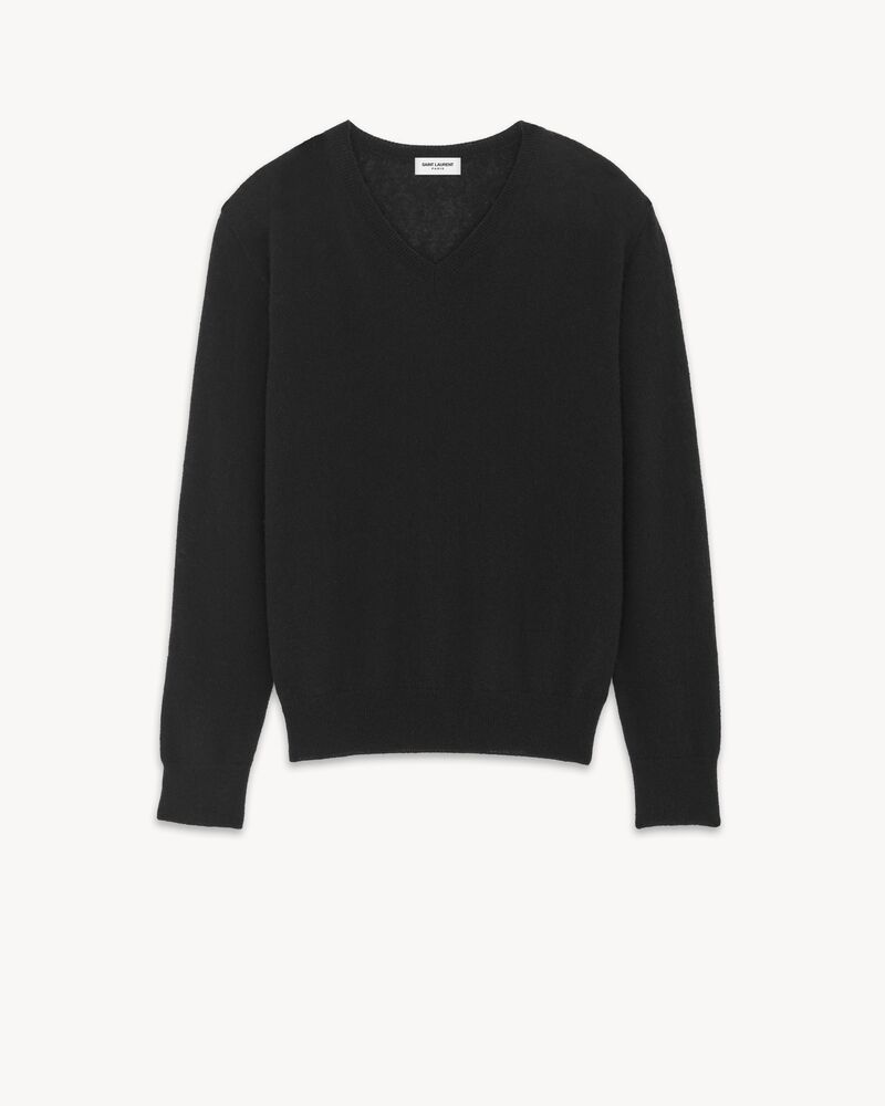 V-neck sweater in cashmere and silk