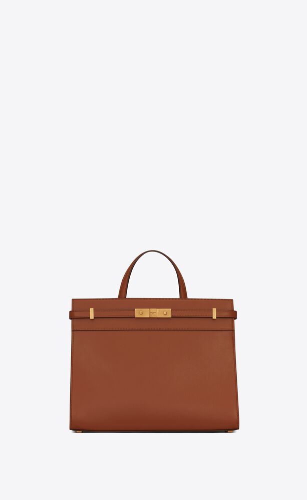 manhattan small shopping bag in box saint laurent leather