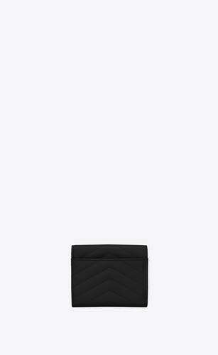 Saint Laurent Grey Calfskin Line Flap Compact Wallet QTA4JX3PEB003
