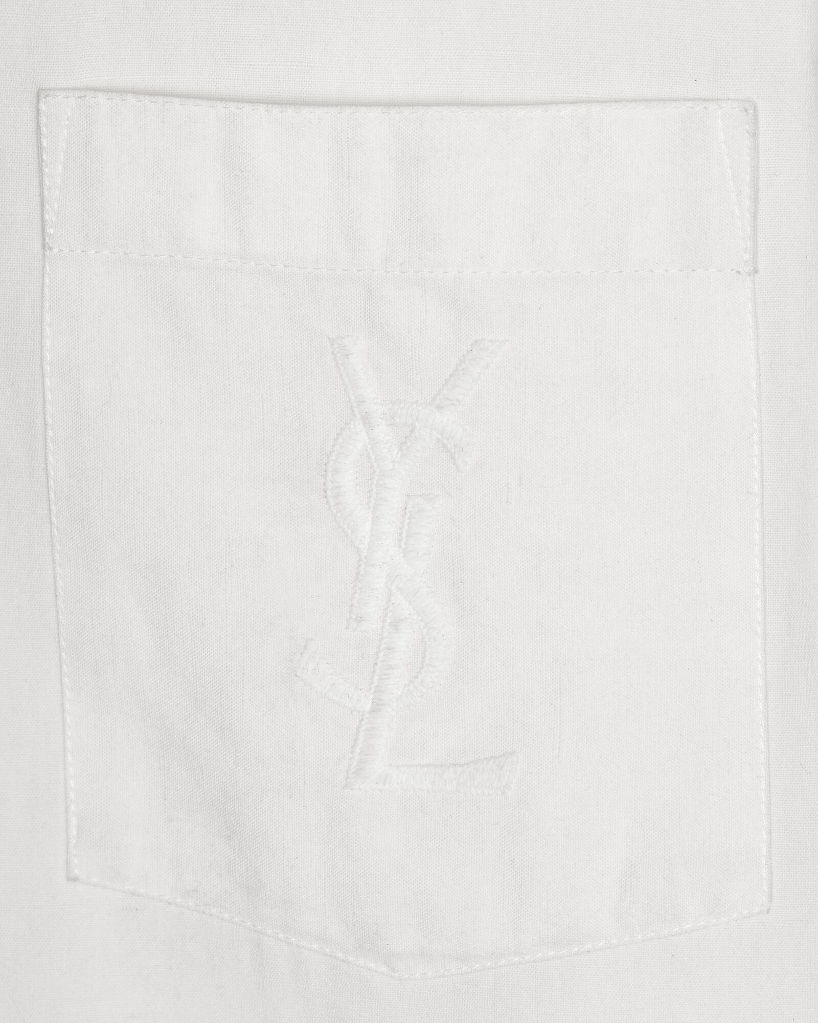 Monogram embroidered shirt in cotton and linen Saint Laurent