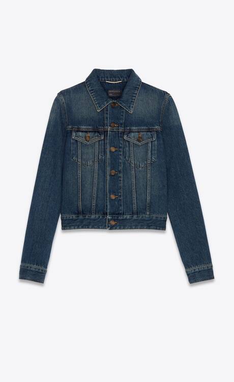 Classic jacket in deep vintage blue denim | Saint Laurent | YSL.com