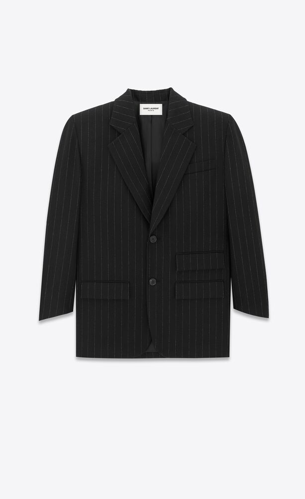 Oversized jacket in pinstripe wool felt | Saint Laurent | YSL.com