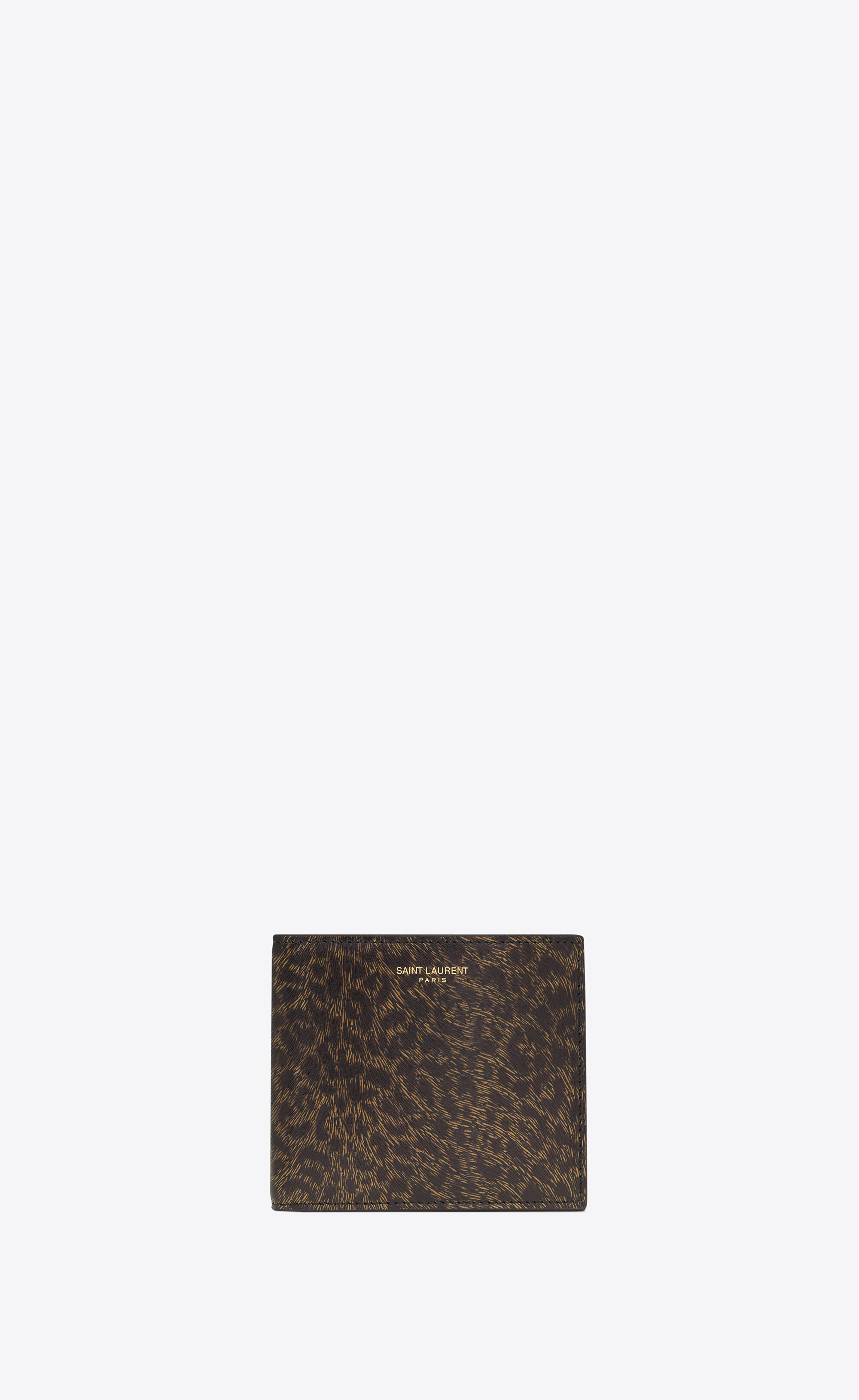 Saint Laurent Paris EAST/WEST wallet in leopard-print leather