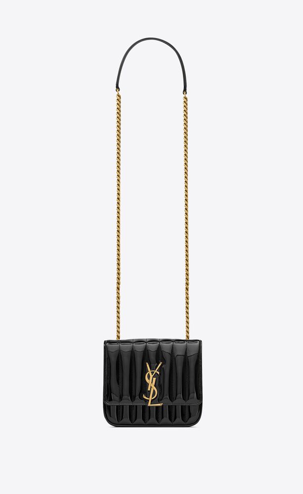 Saint Laurent Vicky Medium Ysl Monogram Chain Crossbody Bag in Black