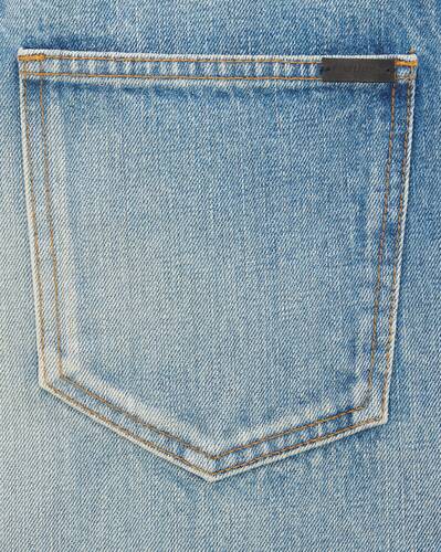 v-waist long baggy jeans in vintage blue denim