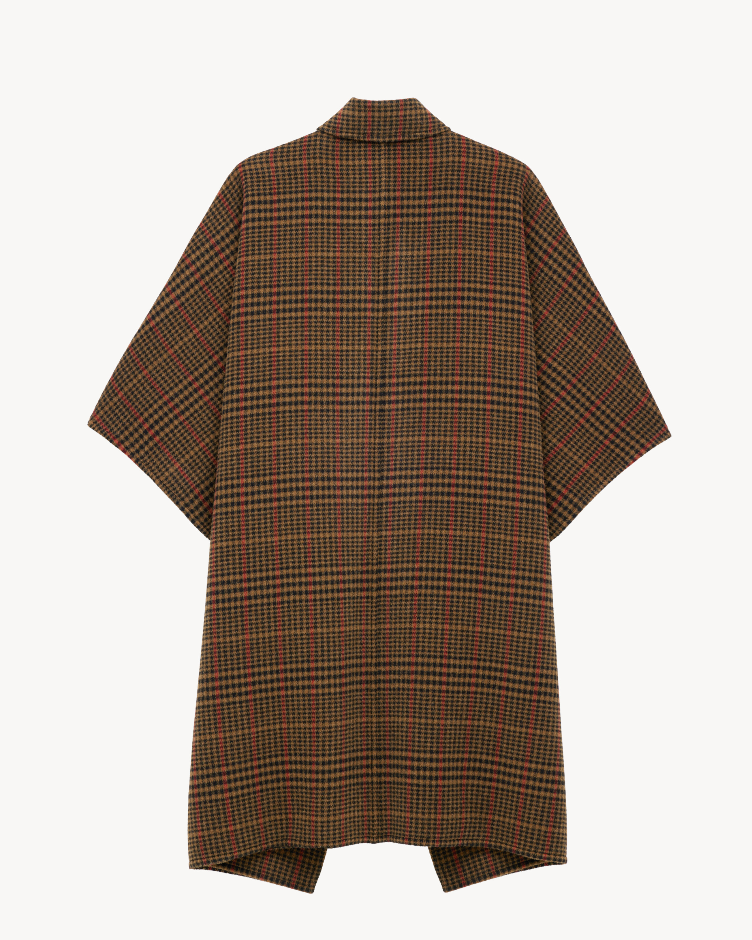 plaid cape in brushed wool and llama