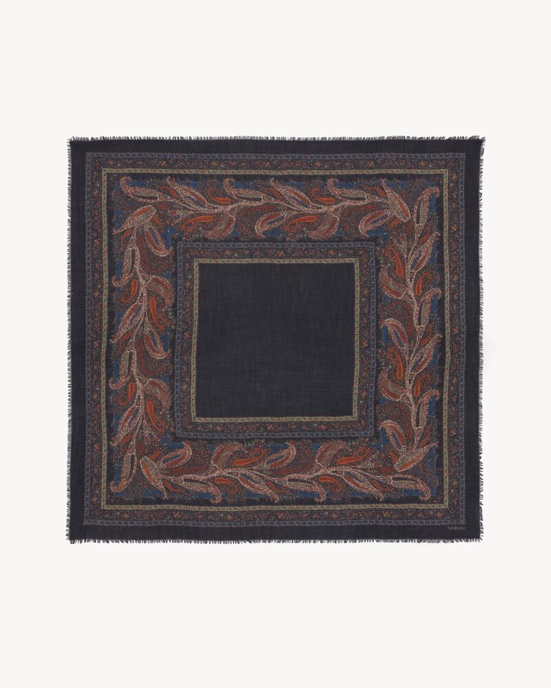 square scarf in paisley cashmere twill