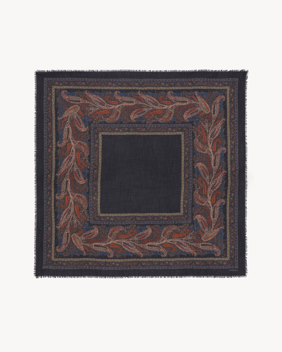 square scarf in paisley cashmere twill