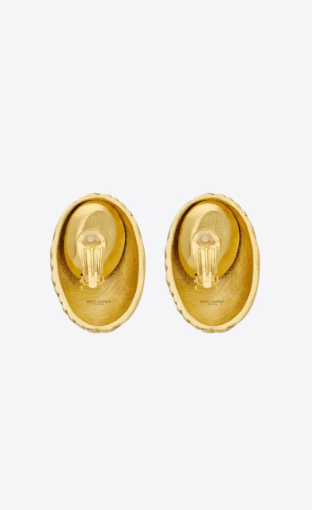 Crystal cocoon earrings in metal, Saint Laurent