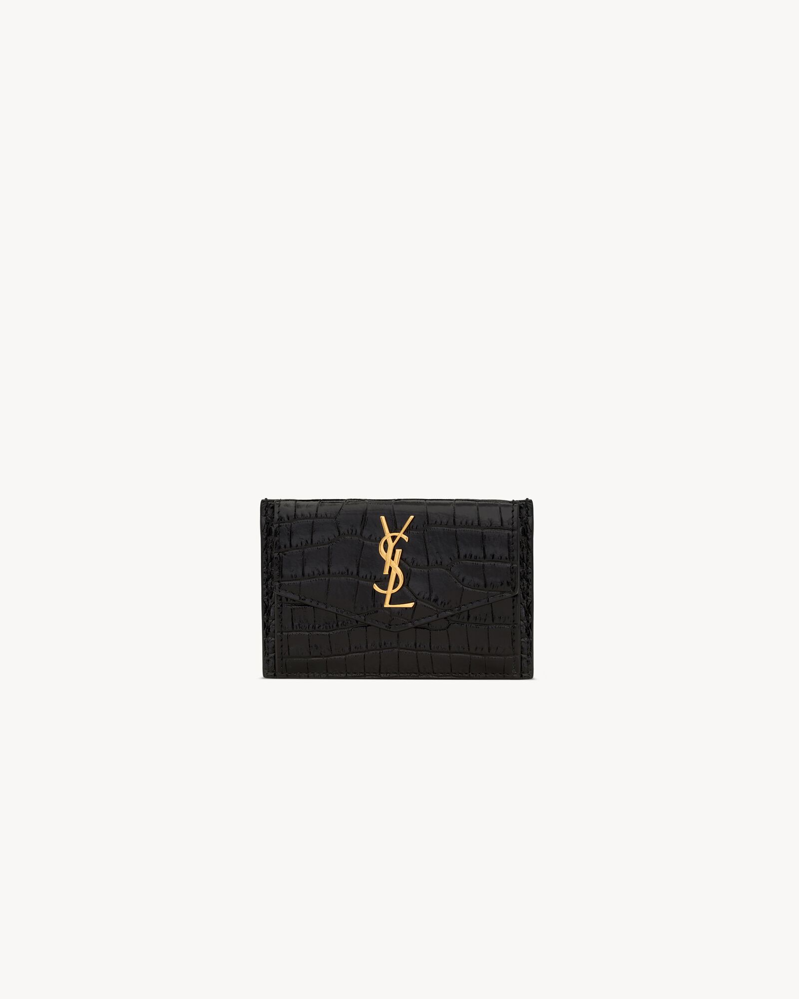 Saint laurent croc embossed card holder sale