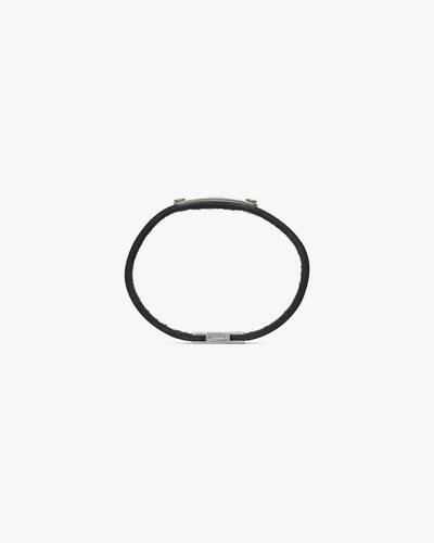 saint laurent id plaque bracelet in leather