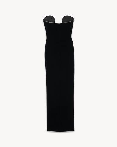 Strapless dress in velvet with 