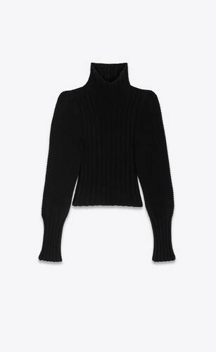 high-neck ribbed sweater in wool