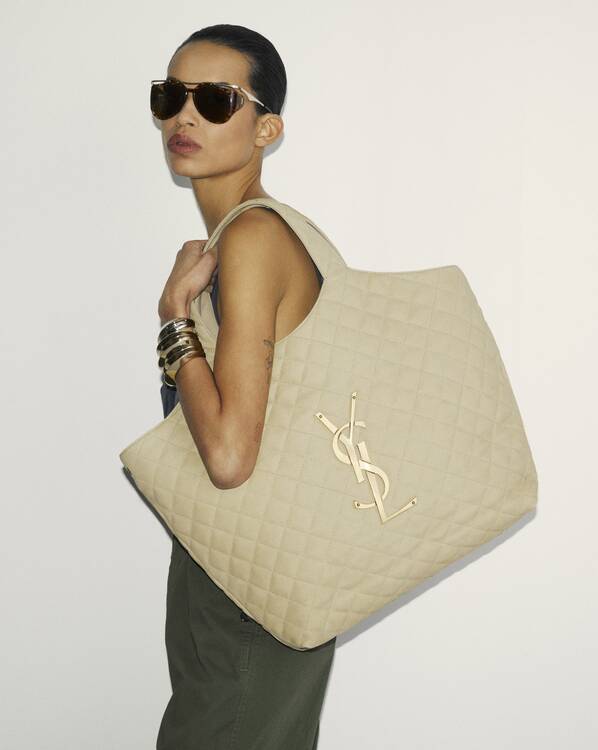 ICARE maxi shopping bag in quilted nubuck suede | Saint Laurent | YSL.com