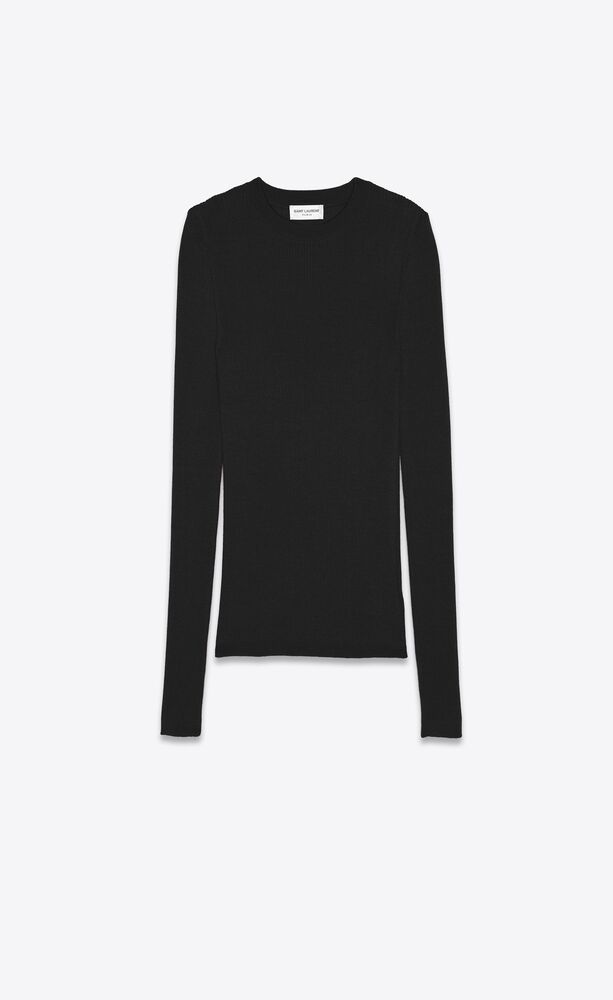 ribbed crewneck sweater in cashmere, wool and silk