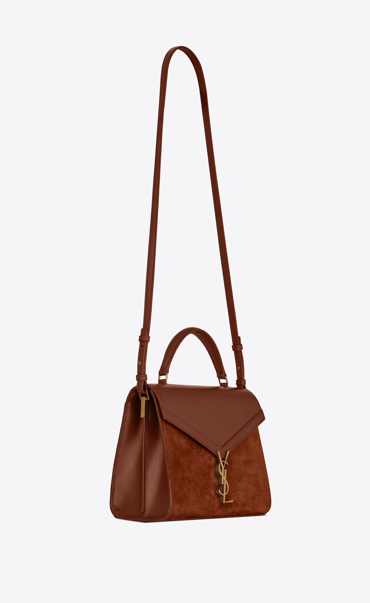 CASSANDRA Medium tophandle bag in smooth leather and suede Saint