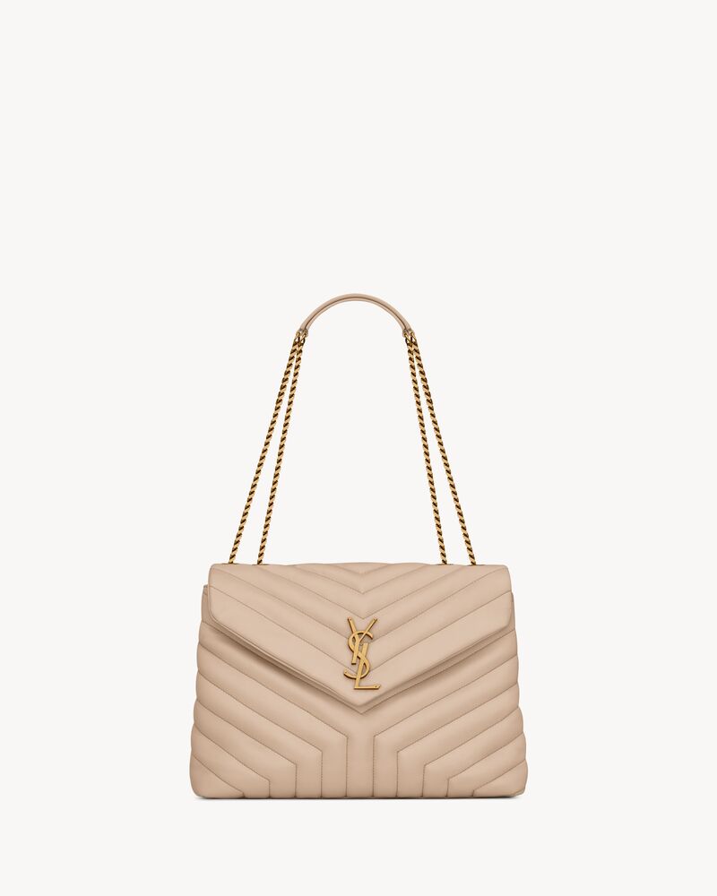 Saint Laurent Beige Loulou Y-Quilted Leather Medium Chain Shoulder Bag