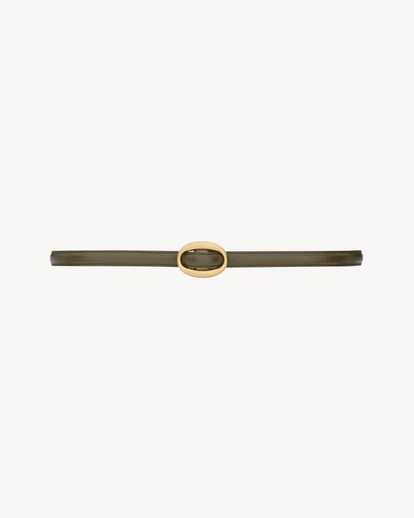 FINE CEINTURE BOUCLE OVALE EN CUIR LISSE