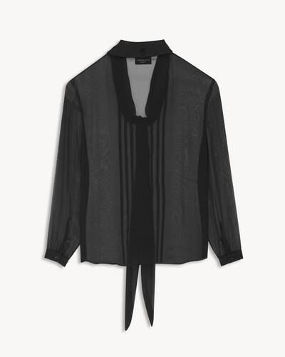 lavallière-neck shirt in silk muslin