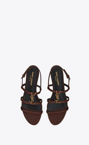 cassandra flat sandals in smooth leather with gold-tone monogram