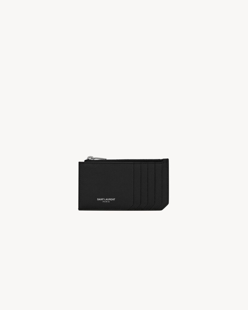 SAINT LAURENT PARIS fragments zipped card case in grain de poudre leather