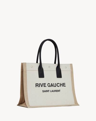 Saint Laurent Rive Gauche Tote Small Beige/White Canvas