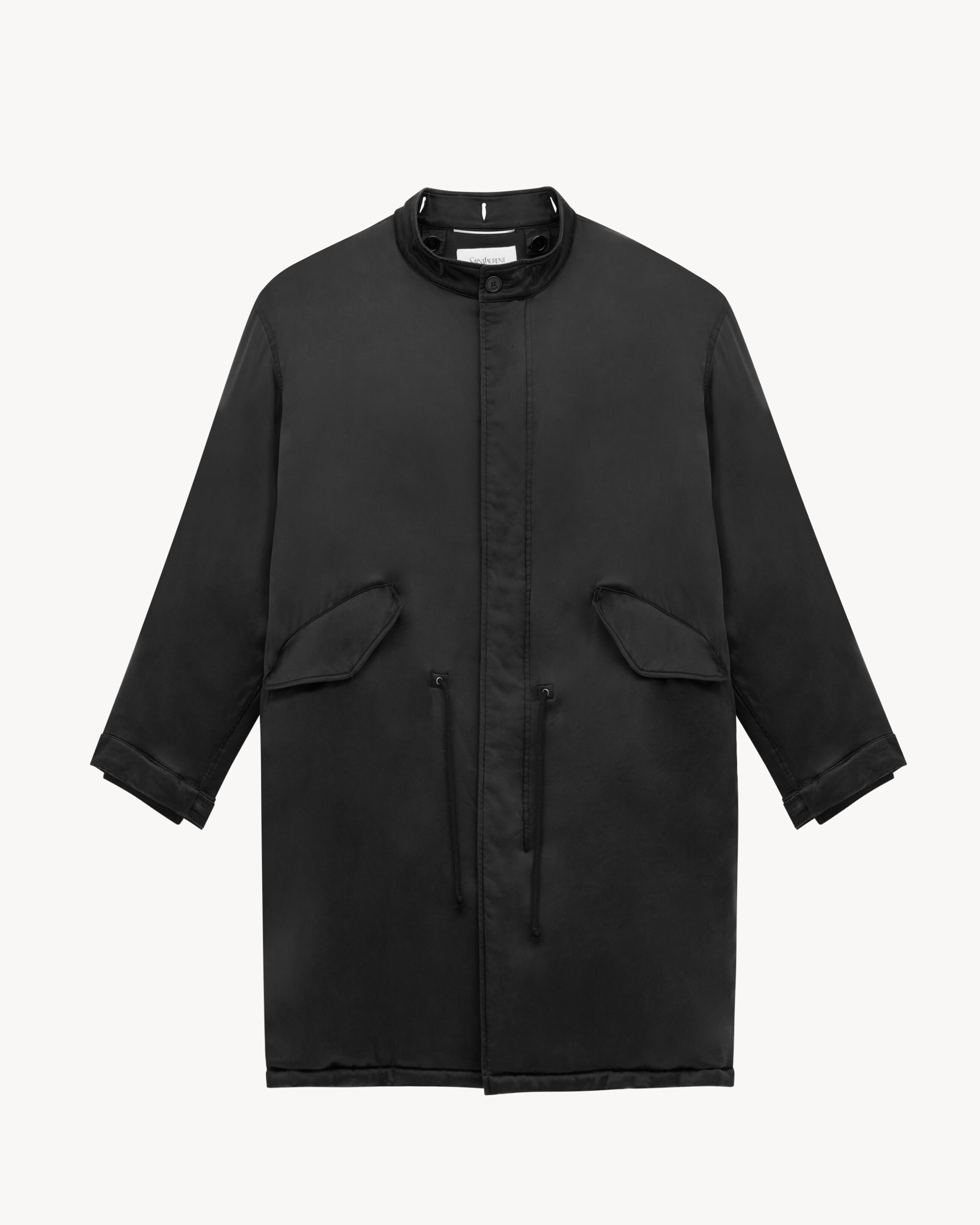 long parka in silk satin
