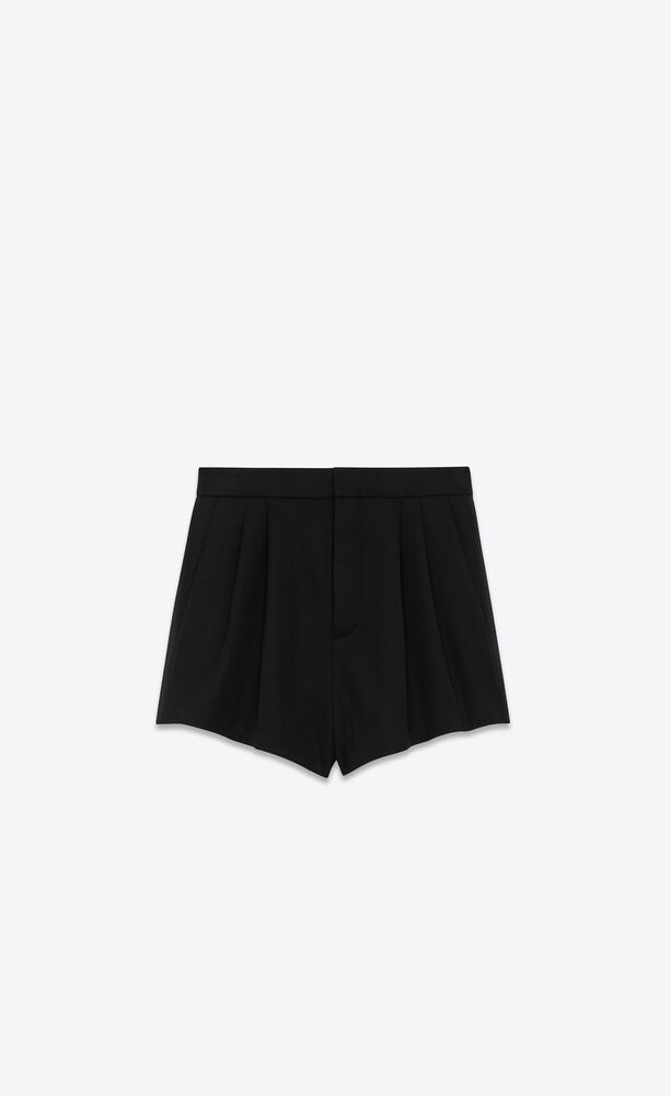 Virgin wool high-rise shorts in black - Saint Laurent
