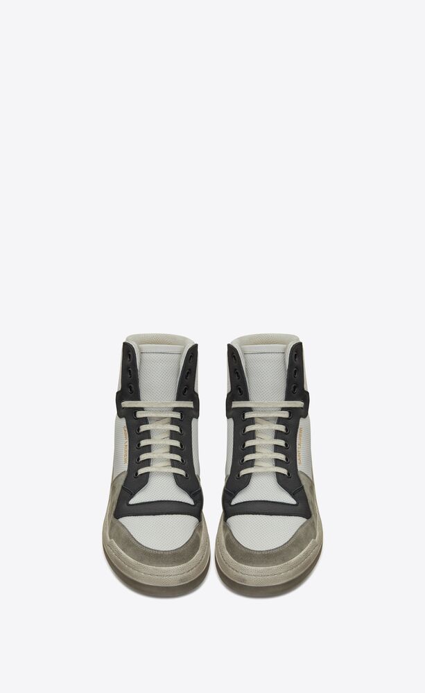 Mittelhoch Geschnittene Sl24 Sneaker Aus Perforiertem Leder Und Veloursleder Im Used Look Saint Laurent Osterreich Ysl Com