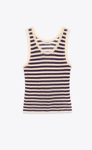 striped tank top in linen and silk