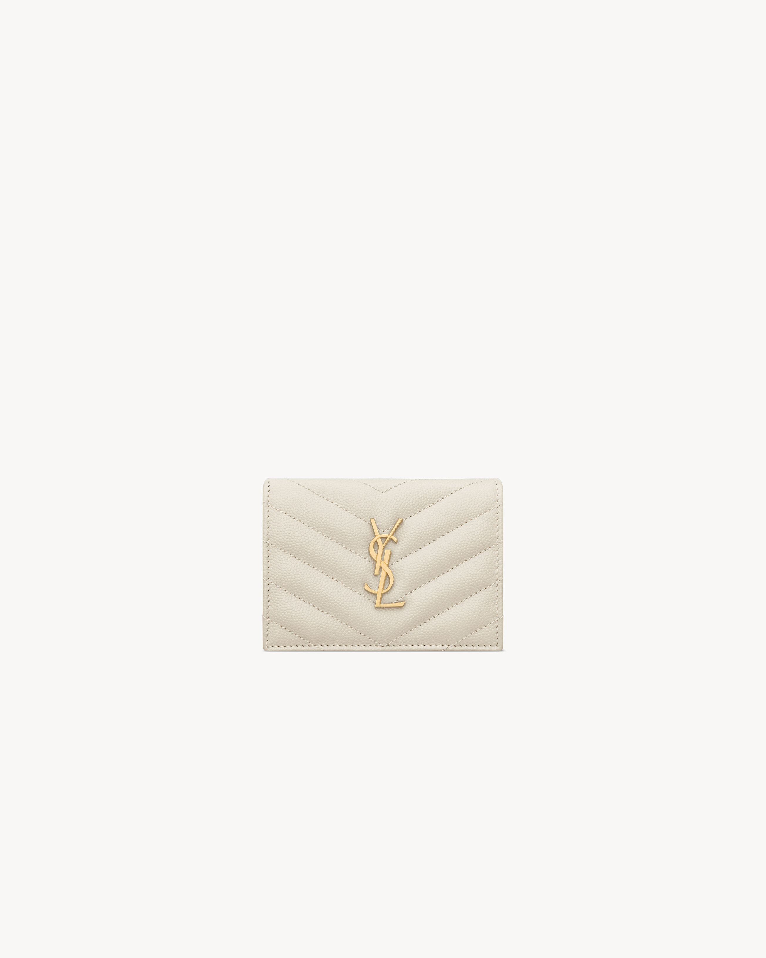 CASSANDRE MATELASSÉ FLAP CARD CASE IN GRAIN DE POUDRE LEATHER