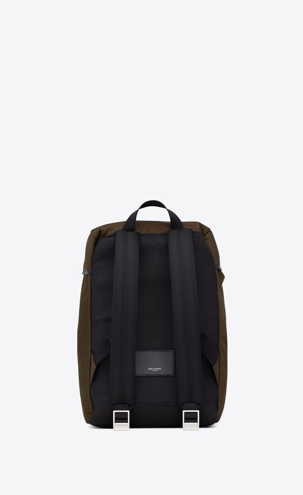 city flap backpack in econyl®, smooth leather and nylon