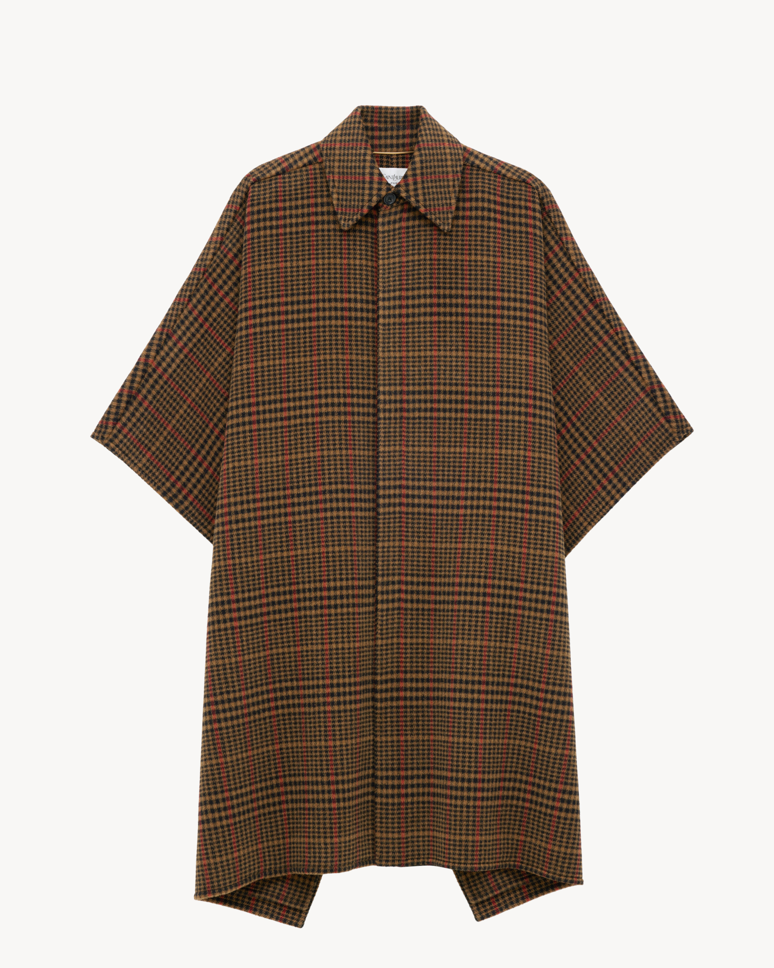 plaid cape in brushed wool and llama
