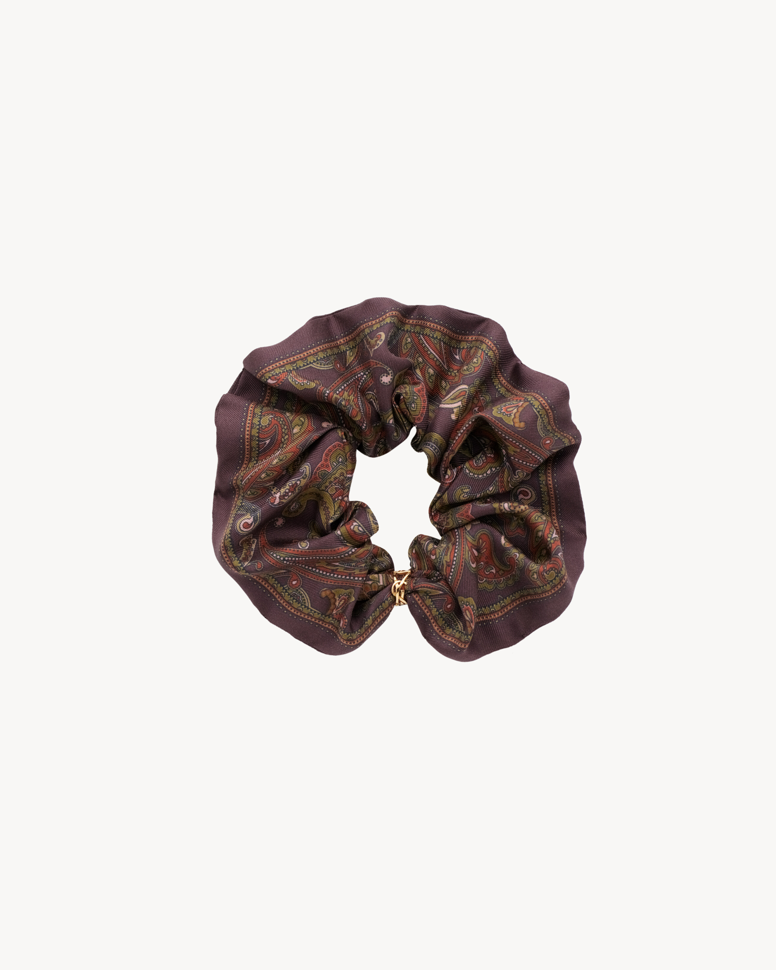 CASSANDRE scrunchie in paisley silk twill