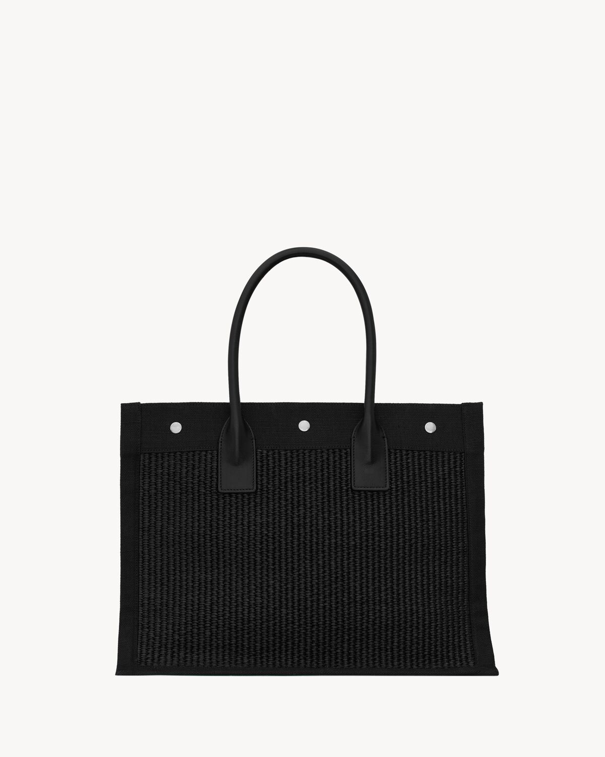 rive gauche small tote bag in raffia and leather