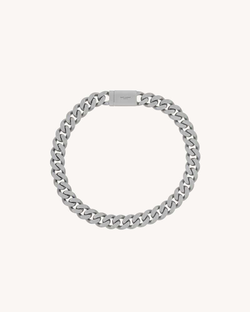 Metal curb chain necklace in Silver Saint Laurent YSL EN-AU