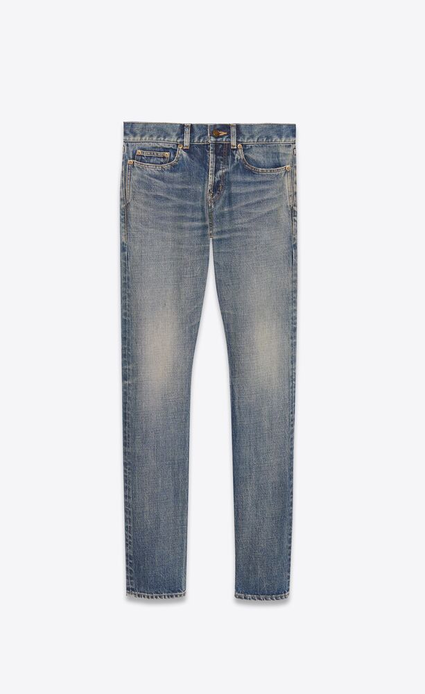 eng anliegende jeans aus denim in dirty sandy blue