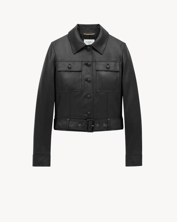 cropped jacket in lambskin in Black | Saint Laurent | YSL EN-US