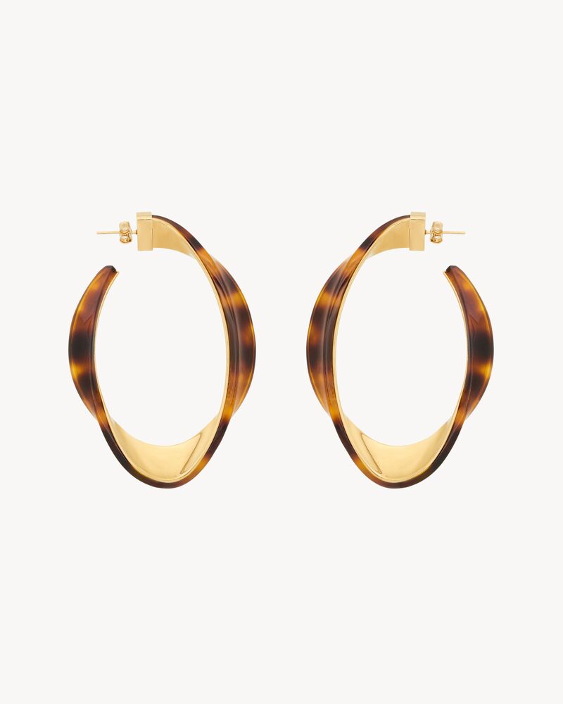 TWISTED TORTOISESHELL HOOP EARRINGS IN RESIN