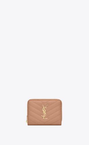 cassandre matelassé compact zip-around wallet in grain de poudre embossed leather