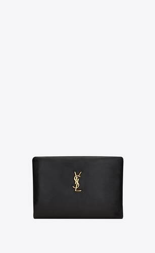 Saint Laurent Uptown Pouch in Taupe