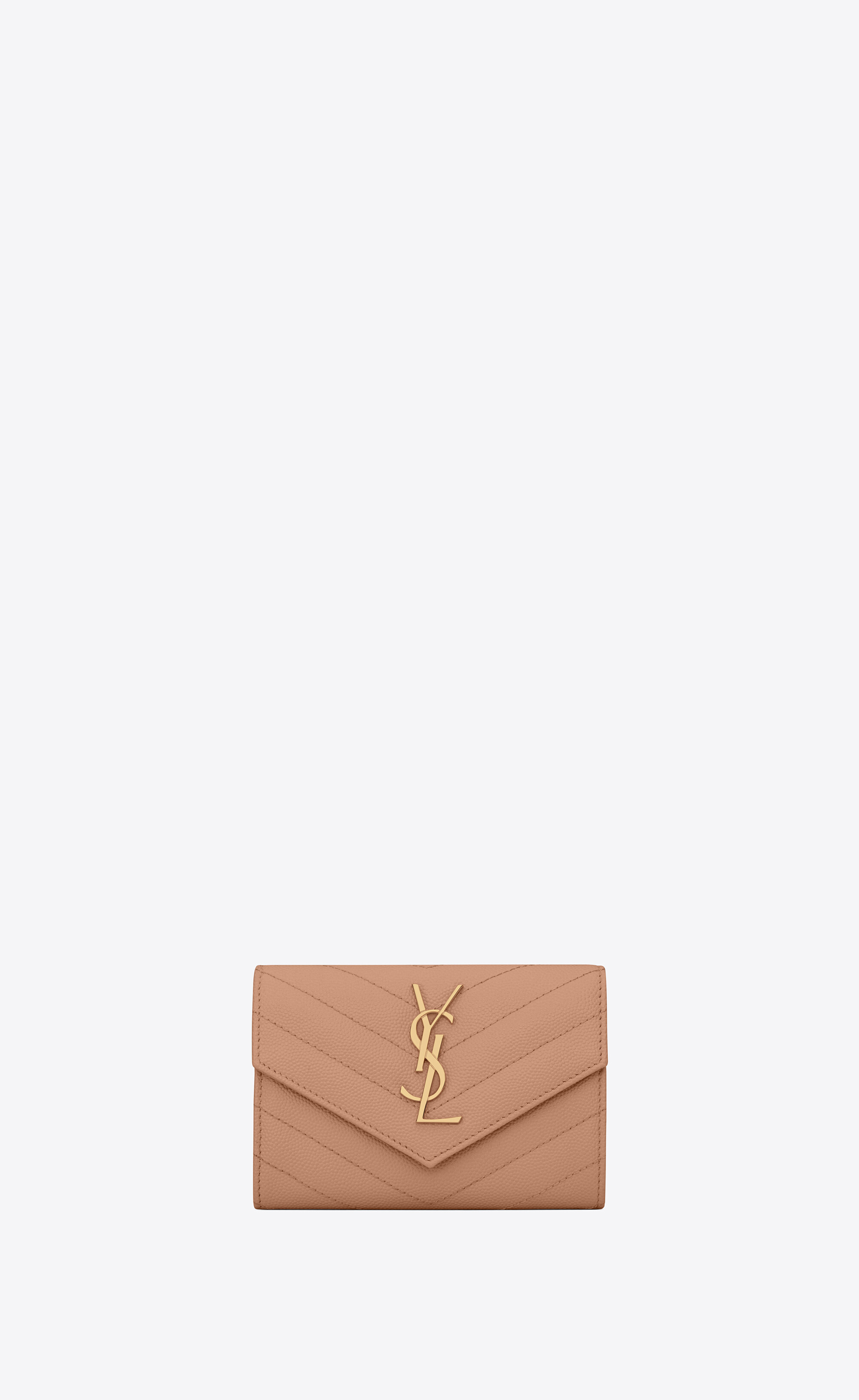 Saint Laurent Cassandre Matelasse Small Envelope Wallet in Grain
