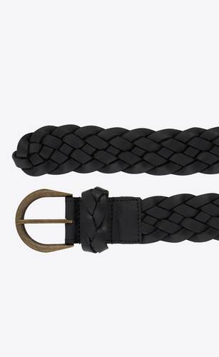 croissant de lune buckle braided belt in vegetable-tanned leather