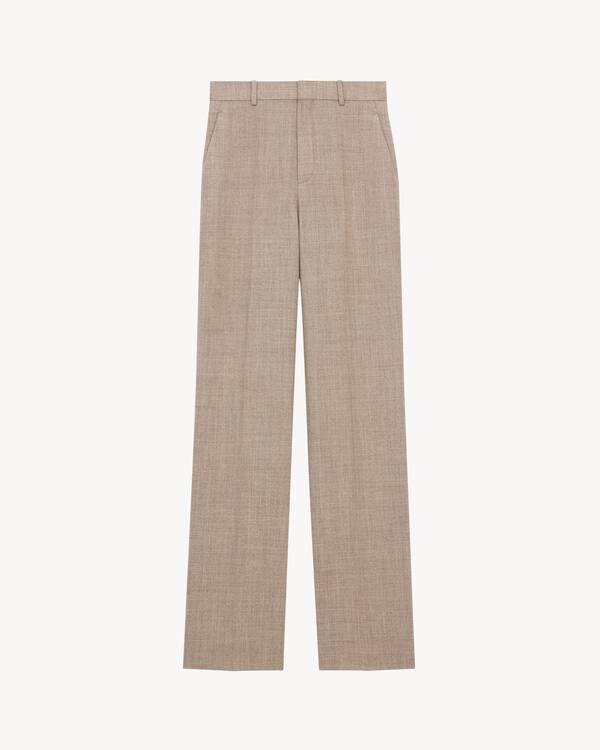 ボトムスその他 Saint Laurent Wide taupe beige wool trousers high-rise pants in wool | Saint Laurent | YSL CZ