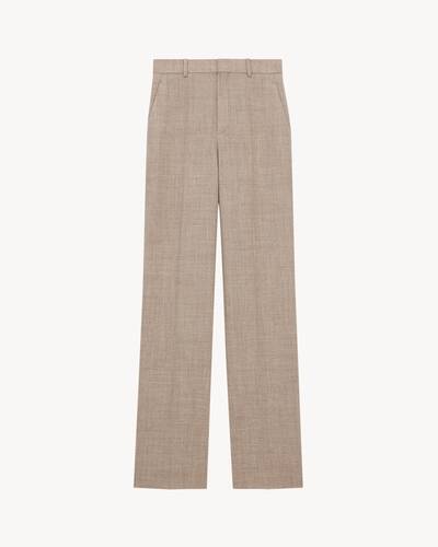 Saint Laurent ベージュウールミッドライズテーラードパンツ Saint Laurent ベージュウールミッドライズテーラードパンツ