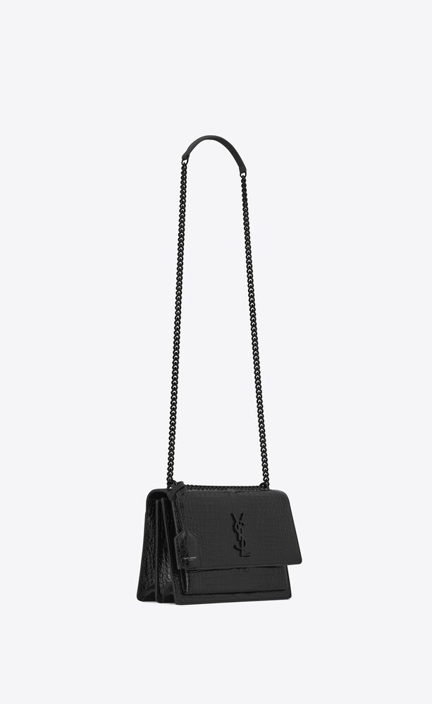 SUNSET Medium chain bag in crocodile embossed shiny leather | Saint Laurent | YSL.com