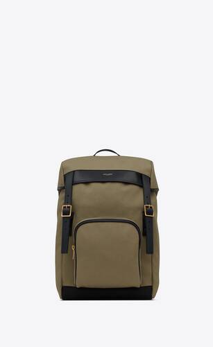city flap backpack in canvas and nylon