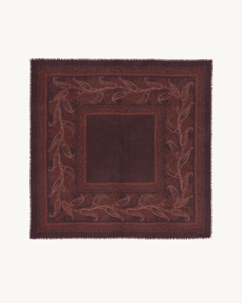 square scarf in paisley cashmere twill